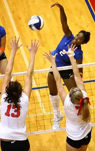 Freshman Bianca Sauls finished with a team-high 15 kills on Friday.