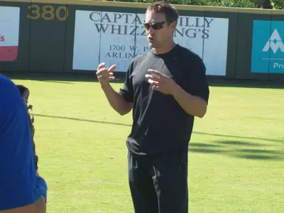Scott Podsednik spent Thursday afternoon with the UT Arlington baseball team at Clay Gould Ballpark.