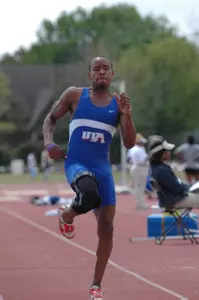 Quinchun Carey broke 25 feet in the long jump and won the SLC title on Saturday.