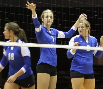 Christy Driscoll collected three kills in the first set against Duke on Friday night.