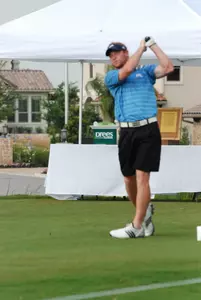 Kevin Carrigan hits his tee shot on the first hole Friday. He went on to card an even par 71.