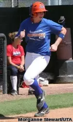 Senior Rebecca Collom blasted a solo shot against East Texas Baptist