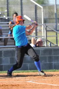 Courtney Enocksen recorded her first home run of the season and advanced the Mavs to the next round of the SLC Tournament