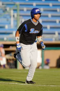 Michael Choice reached base safely for the 66th consecutive game Thursday