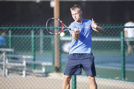 Senior Yauheni Yakauleu had been struggling at the No. 1 position, but won a quick 6-4, 7-5 match to begin singles.