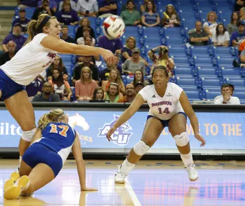 Shelby Dickson finished with 10 digs and eight kills against the Mean Green.