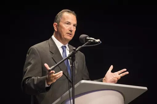 jim baker using his hands to emphasize his words