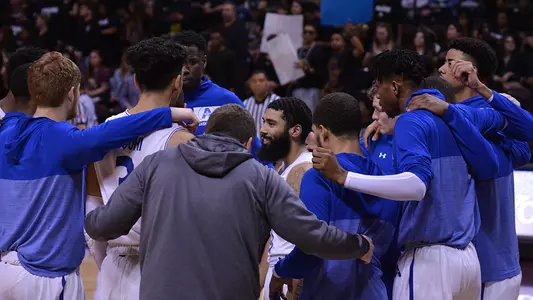 Mens Basketball Team Huddle Texas State