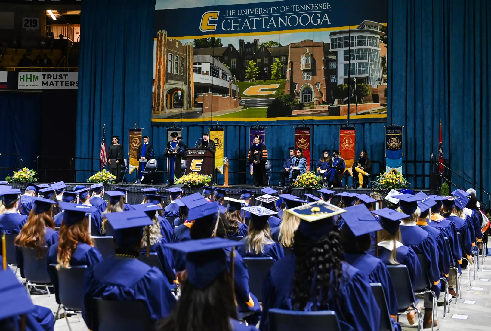 Students participate in the first of two graduation ceremonies for undergraduate students on Saturday, Dec. 11, 2021 in McKenzie Arena.