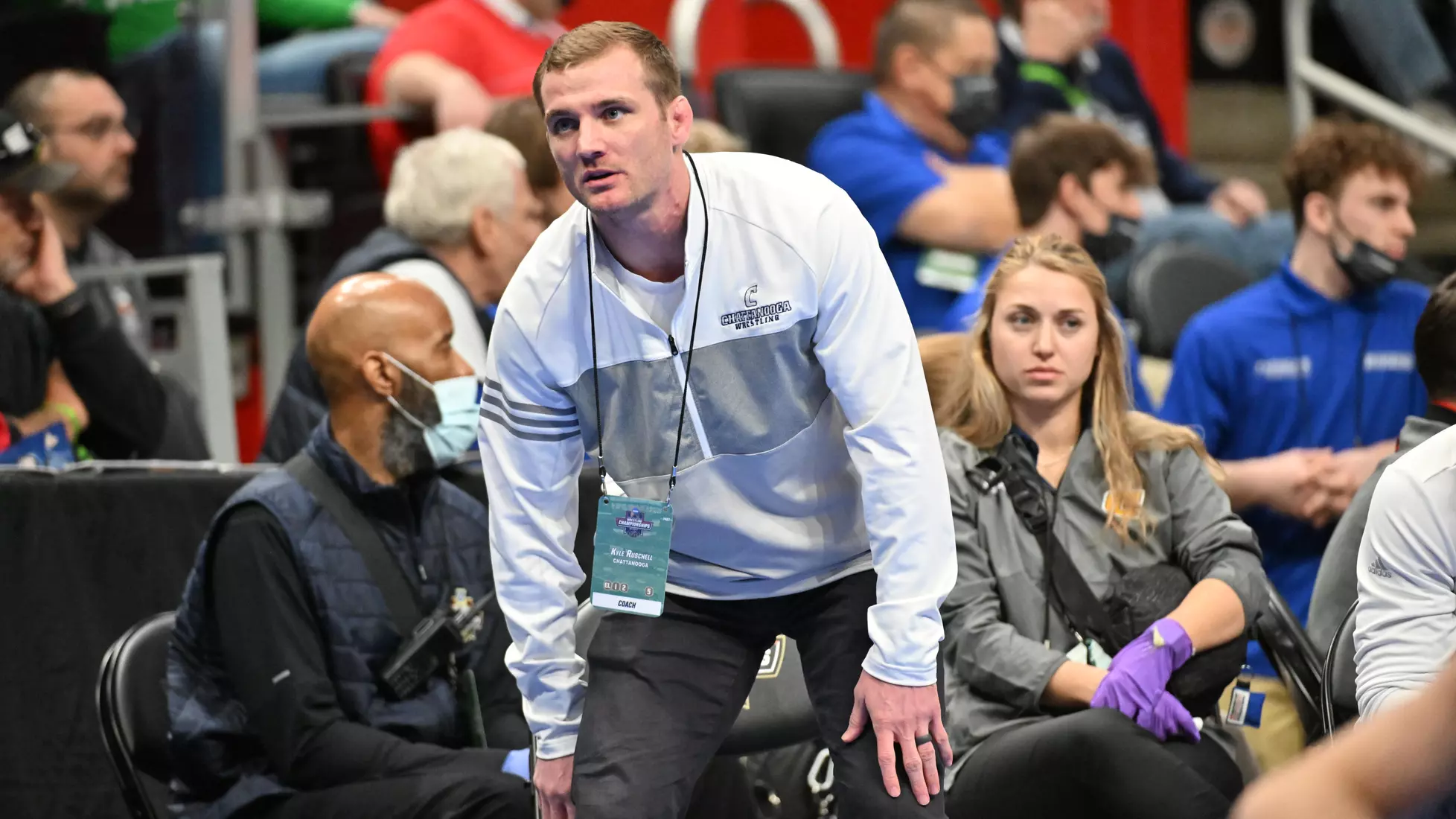 Head coach Kyle Ruschell at the NCAA Championships.