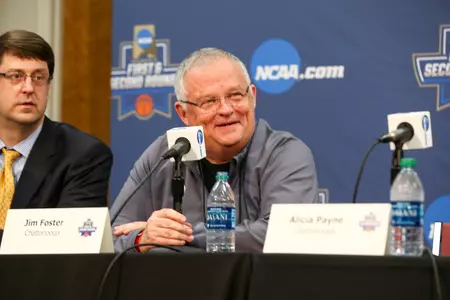 Jim Foster shares a laugh