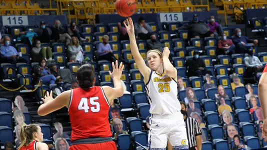 Abbey Cornelius takes a shot against Samford