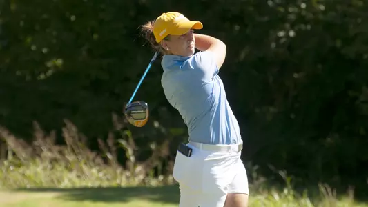 Beatriz Barrios finishes another impressive swing on a drive at Vandy.