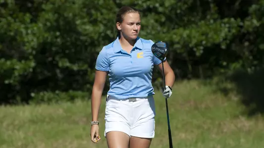 Carolina Hortian stares down her tee shot at the Vanderbilt Legends Club.