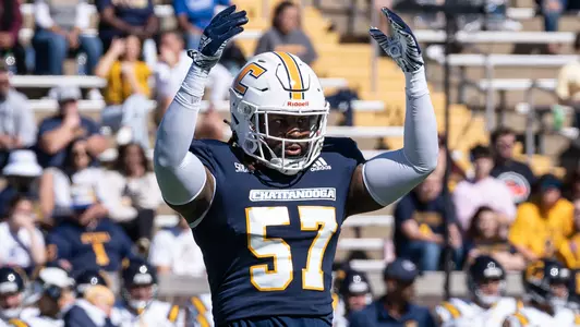 Kam Jones hypes up the defense for a big 3rd down in the win over ETSU.