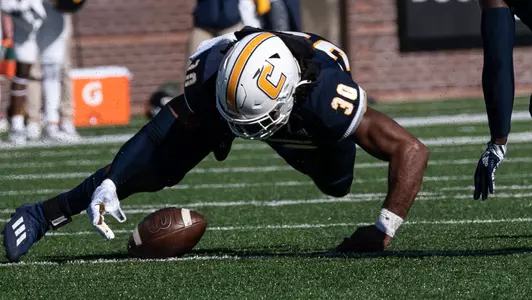 Jay Person collects fumble against ETSU.