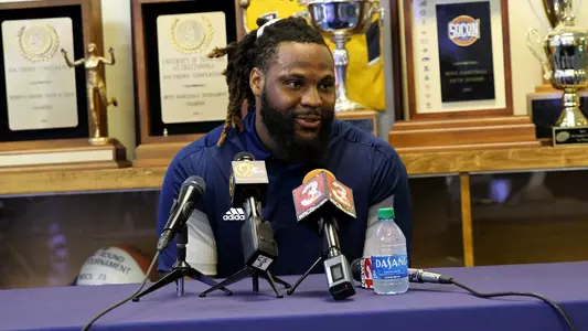 Kam Jones speaks to the media at weekly press conference.