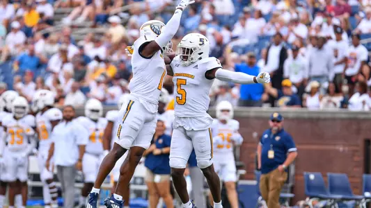 CaMiron Smith & Brandon Dowdell celebrate a big play against Western Carolina.