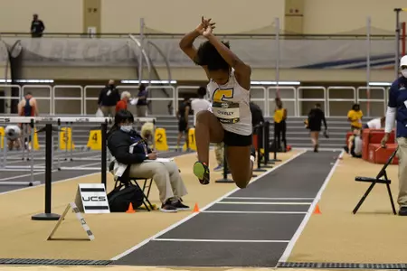 Mikah Charley competing in the SoCon Championships long jump