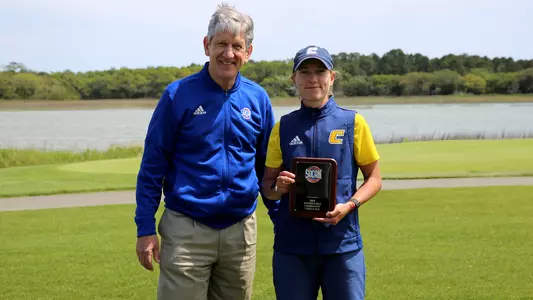 Dorota Zalewska presented with her 3rd-place award following a stellar performance at the SoCon Championships.