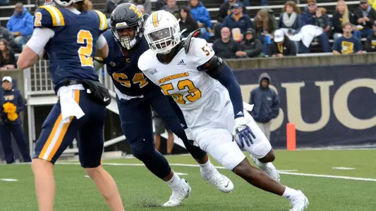 Ben Brewton with one of his 4 QB hurries at ETSU.