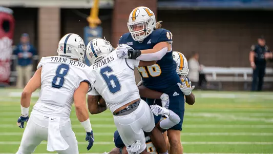 Ty Boeck with the crushing tackle against Samford.