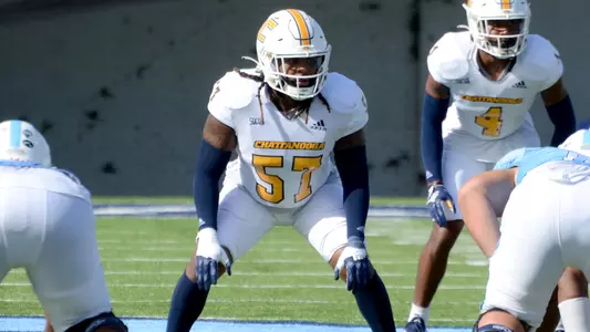 Kam Jones reads the offense preparing for the next snap at The Citadel.