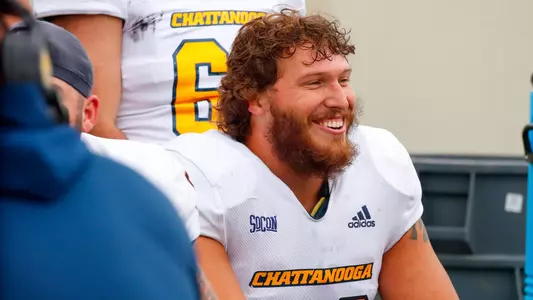 Cole Strange shares a happy moment in the win at Wofford