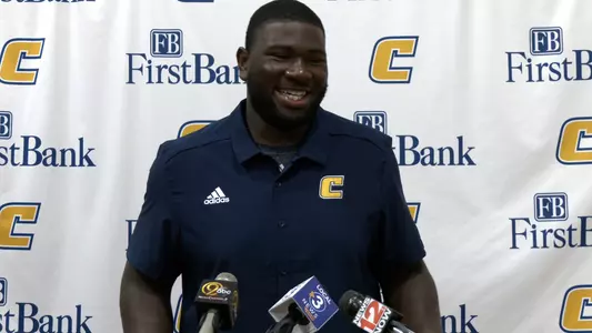 McClendon Curtis speaks with the media at the Mocs weekly press conference.