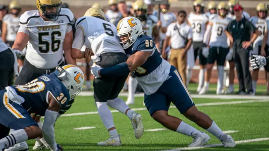 Devonnsha Maxwell gets his first sack of the season in the opener against Wofford.