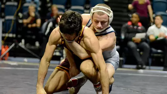 Brayden Palmer prepares his move to get Minnesota's Aaron Nagao on his back in a 1st period pin.