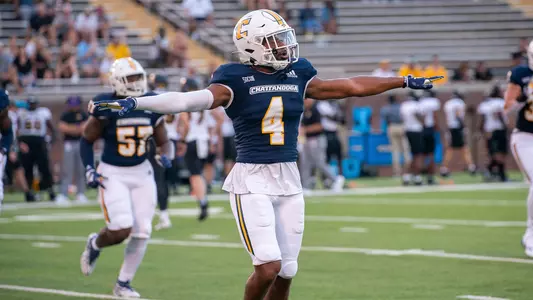Romeo Wykle celebrates a stop in the win over Kennesaw State