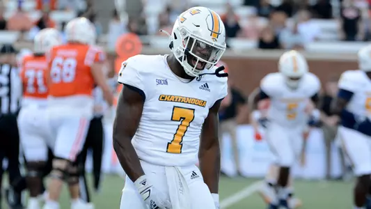 Reuben Lowery III celebrates a big stop in the win at Mercer
