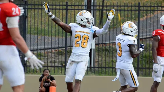 Jordan Walker celebrates a defensive stop at VMI