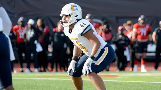 Alex Mitchell is ready for the snap in the FCS Playoff win at Austin Peay