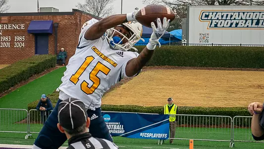 Kam Brown interception attempt is thwarted by the sidelines in the FCS Playoffs at Furman