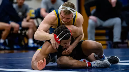 Rocky Jordan controls his opponent in the win over Davidson