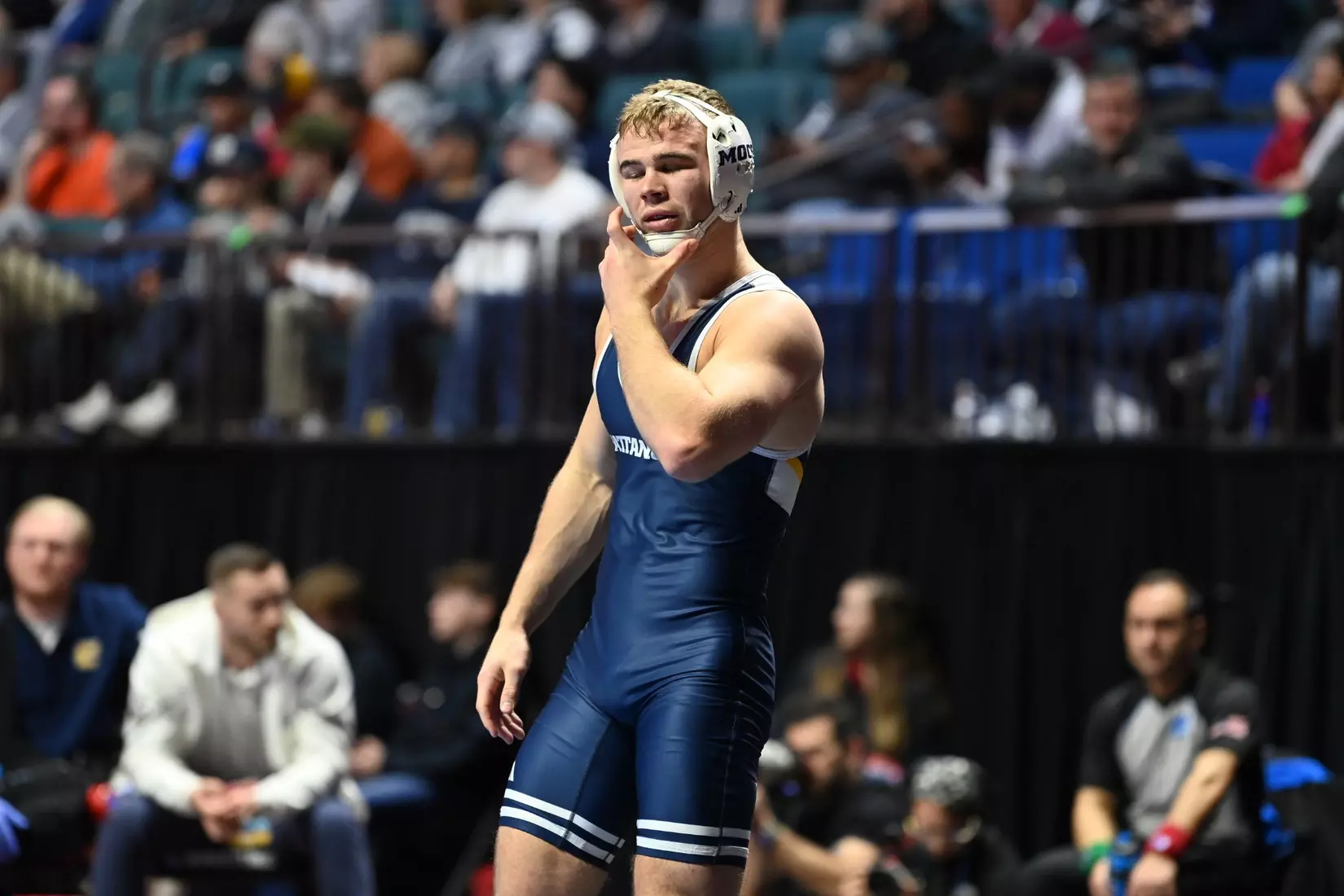 Rocky Jordan in first round action at the NCAA Wrestling Championships.