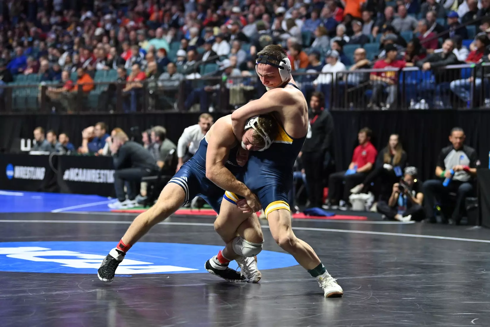 Rocky Jordan in first round action at the NCAA Wrestling Championships.