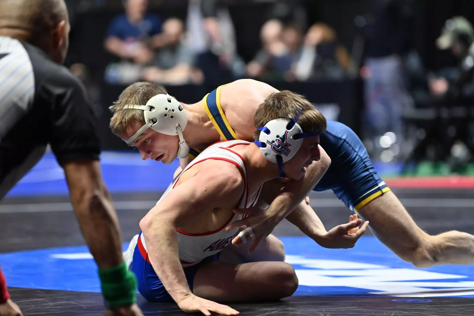 Brayden Palmer in action at the NCAA Wrestling Championships.