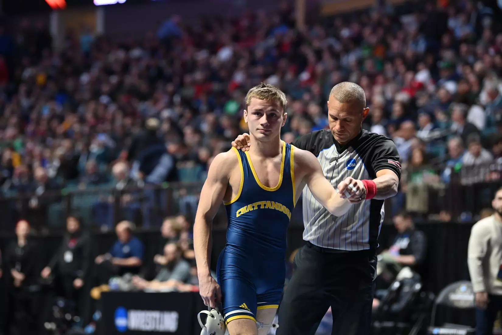 Brayden Palmer in action at the NCAA Wrestling Championships.