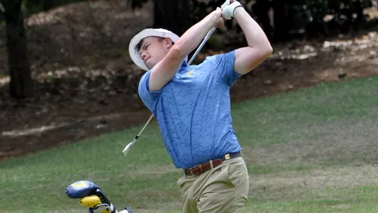 Paul Conroy follows through on his 2nd shot on the par 5 17th at the SoCon Championships