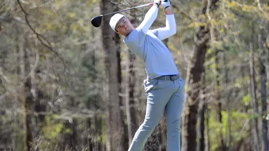Samuel Espinosa tees off in the Linger Longer Invitational