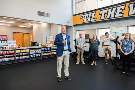 Food City and UTC representatives attend an event Thursday, May 25 in the Brenda Lawson Student-Athlete Success Center to announce that Food City will be funding a Fueling Station featuring healthy food options for athletes.