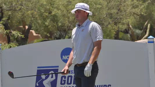 Paul Conroy stares down his tee shot at the NCAA Championships