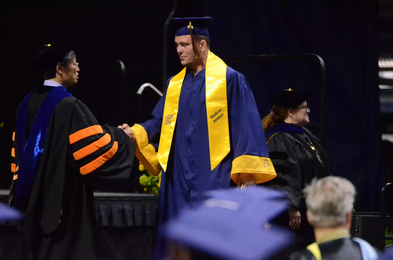 Wrestling's Logan Andrew finished his degree in Construction Management this weekend.