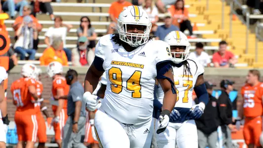 Marlon Taylor comes off the field after another successful defensive stop in the win over Mercer