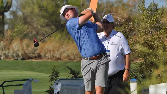 Paul Conroy tees off on No. 11 in round two of the NCAA Championships in Scottsdale