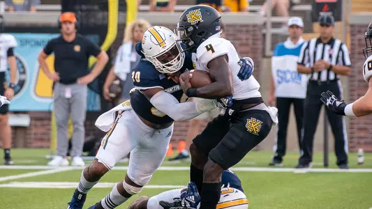 Jay Person gets to the quarterback in the Week 2 win over Kennesaw State
