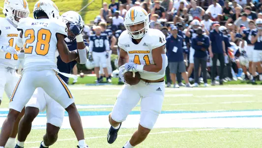 Alex Mitchell grabs his first career interception resulting in a 1st quarter pick 6 at Samford